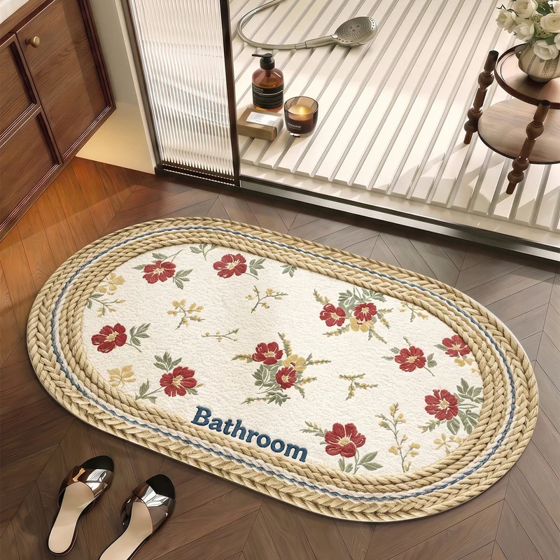 Floral bestickter Badezimmerteppich für Interieurs