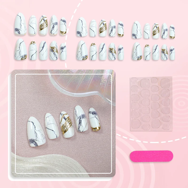 Marmorierte Press-On Nägel