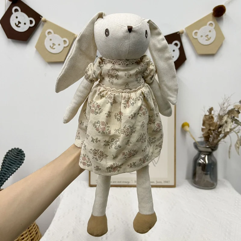 Leinen-Punkt-muster Schlappohr-Hase Puppe