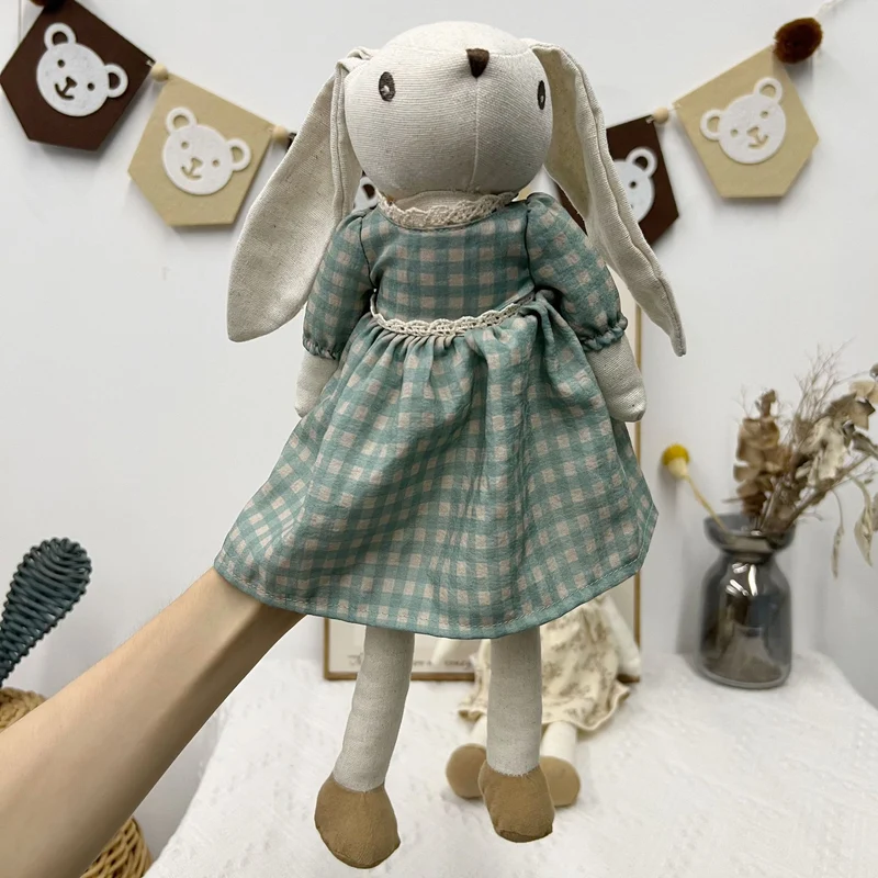 Leinen-Punkt-muster Schlappohr-Hase Puppe