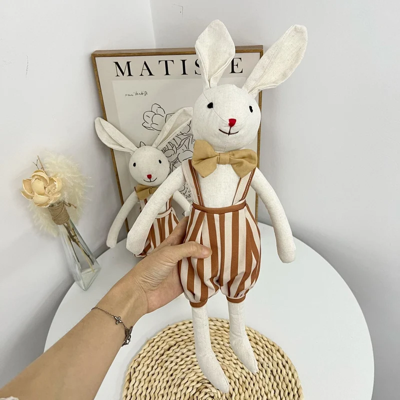 Leinen-Punkt-muster Schlappohr-Hase Puppe