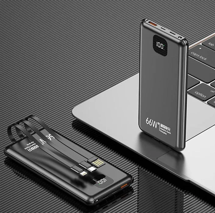 Schnelllade-Powerbank mit Multifunktionskabel und Digitalanzeige Skanto