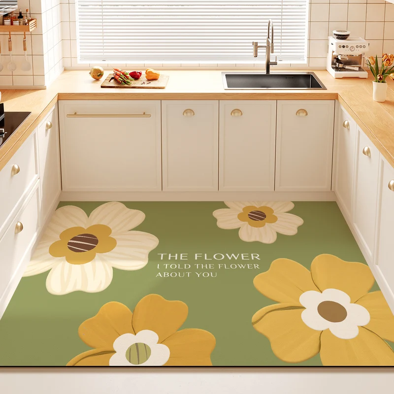 Dekorativer Floral-Zitat-Küchenmatte für Zuhause