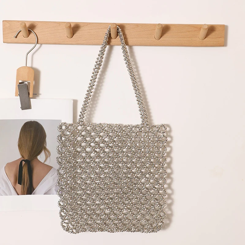 Glitzernde Netztasche aus geflochtenem Material Skanto