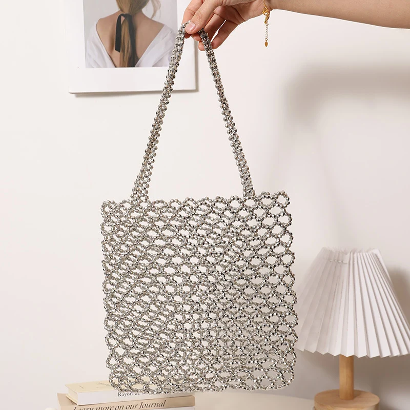 Glitzernde Netztasche aus geflochtenem Material Skanto