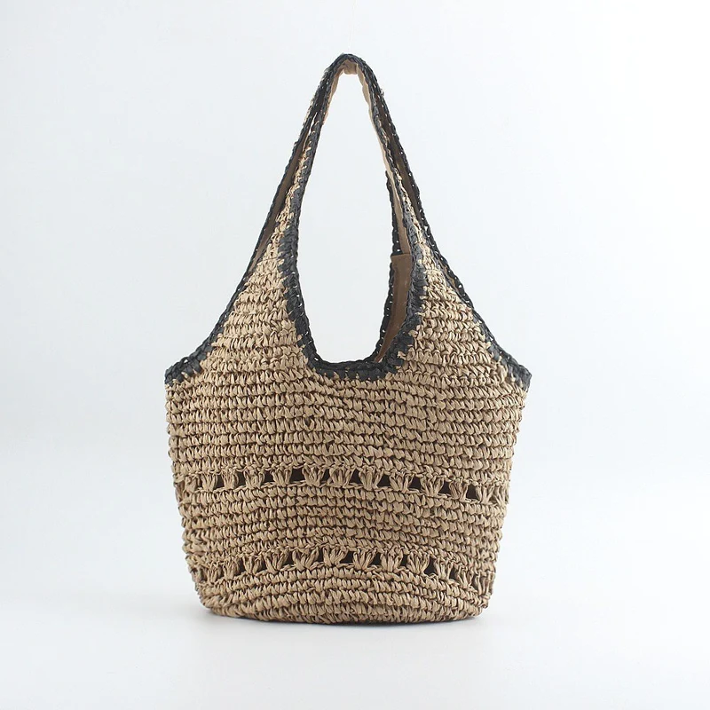 Strand-Umhängetasche aus handgewebtem Raffia mit elegantem Punkt Skanto