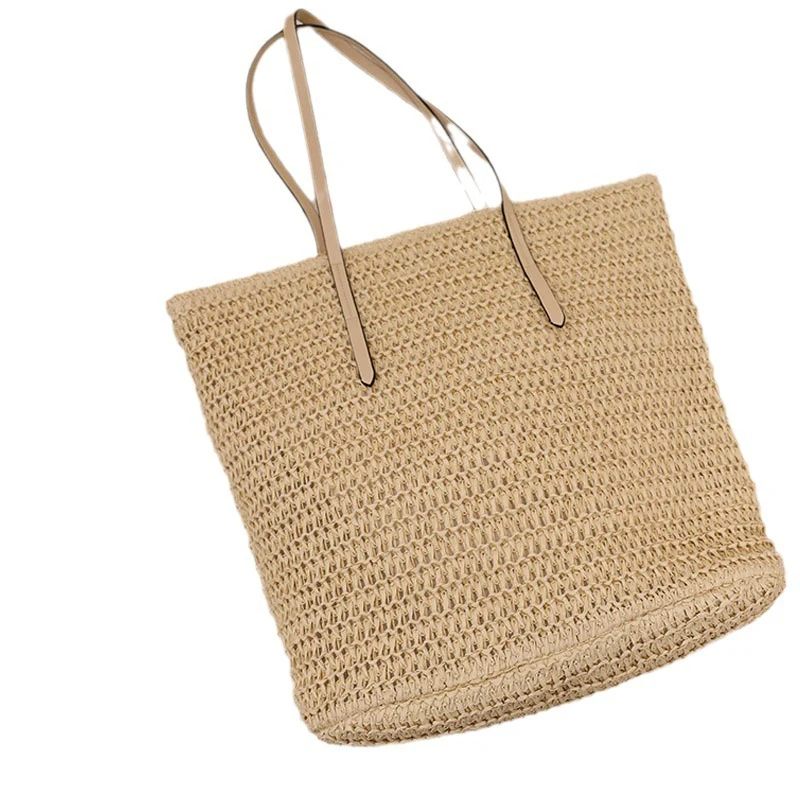 Geflochtener Shopper mit eleganten Ledergriffen Skanto