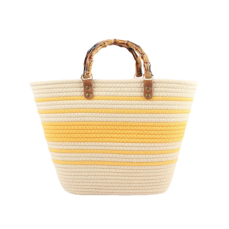 Stylische Strandtasche mit Bambusgriff Skanto