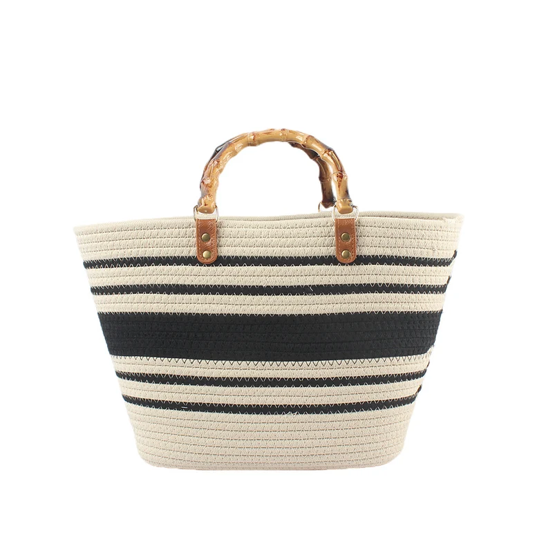 Stylische Strandtasche mit Bambusgriff Skanto