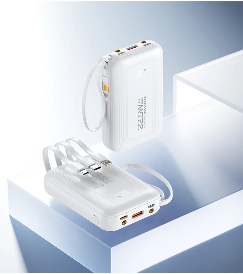 Tragbare Powerbank mit integrierten Schnellladeanschlüssen und Digitalanzeige Skanto