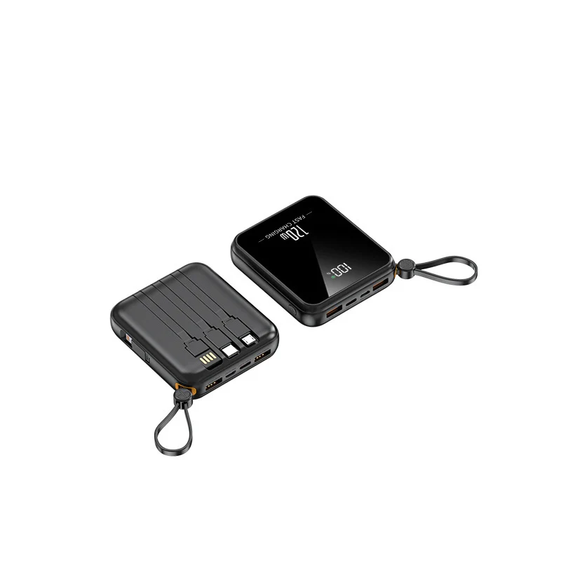 Tragbare Powerbank mit integriertem Ladekabel und LED-Anzeige Skanto