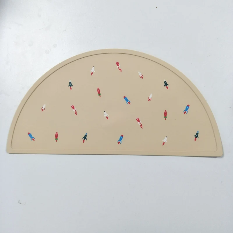 Halb-Runde Silikon Kinder-Tischmatte mit Raketen-Druck