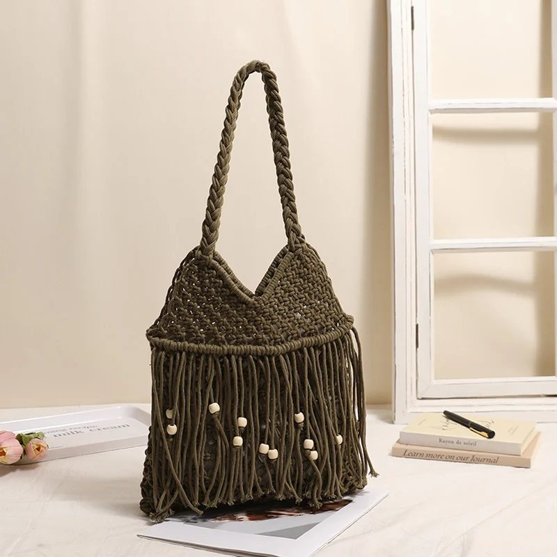 Gehäkelte Strandtasche mit Fransen-Details Skanto
