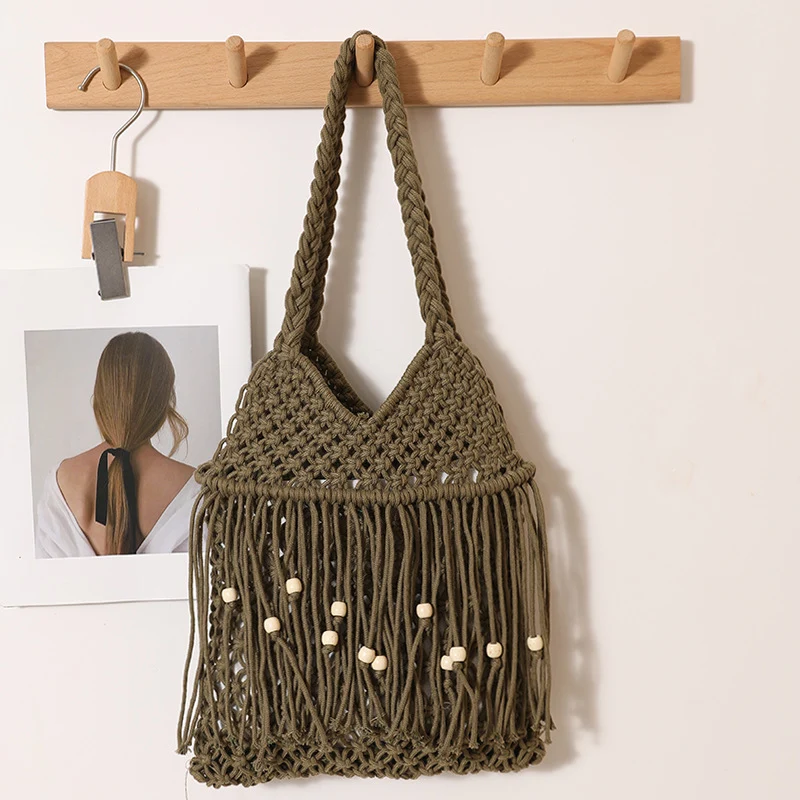Gehäkelte Strandtasche mit Fransen-Details Skanto