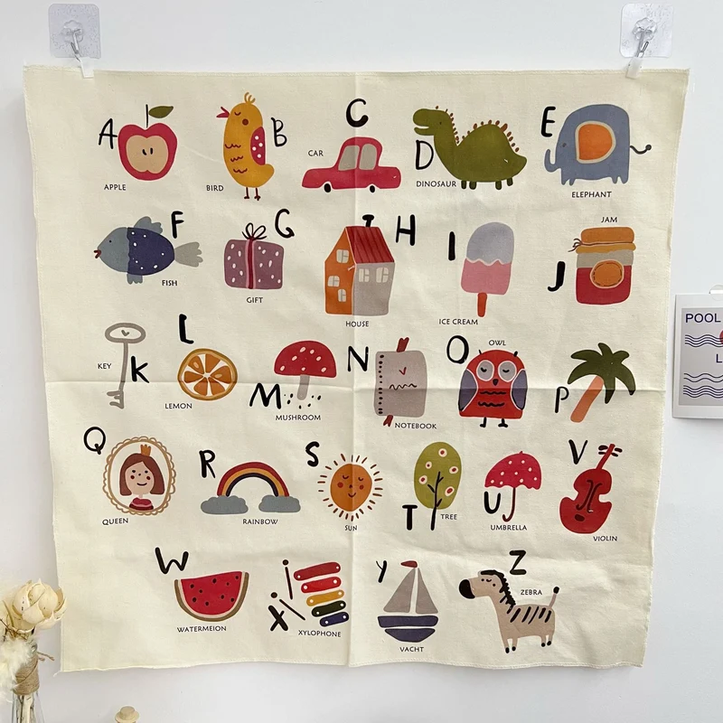 Bildung Alphabet Stoff Wandteppich