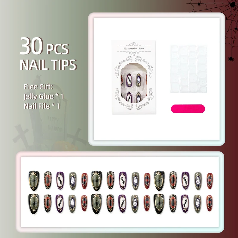 Halloween-Themen Press-On Nagelkunst Set 1790738757