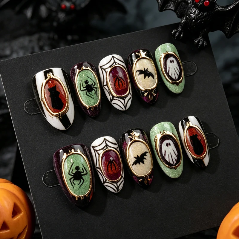 Halloween-Themen Druck-auf Nail Art Set 1790738650