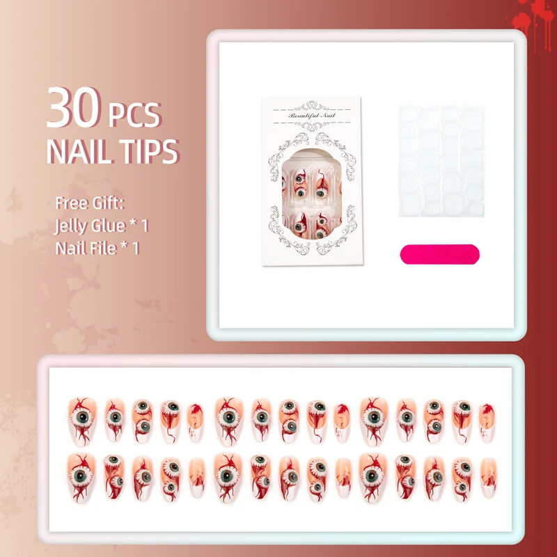 Halloween-Themen Horror-Effekt Press-On Nagelset