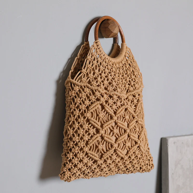 Makramee-Tasche mit Holzgriff Skanto