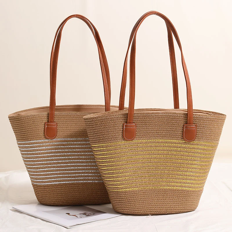 Elegante gewebte Tasche mit Lederakzenten Skanto