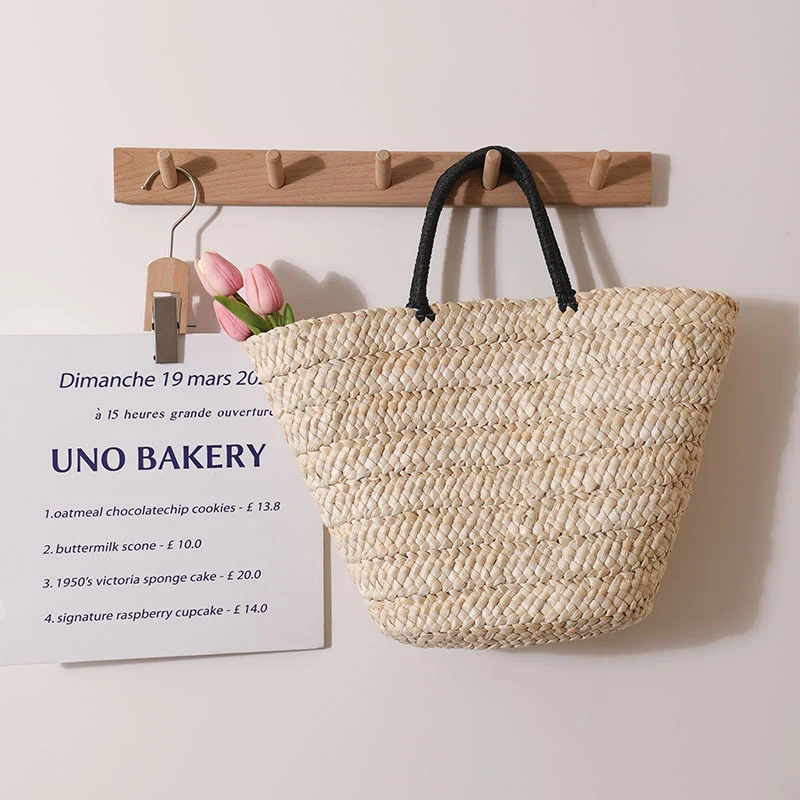Elegante gewebte Tasche mit Kontrastgriff Skanto