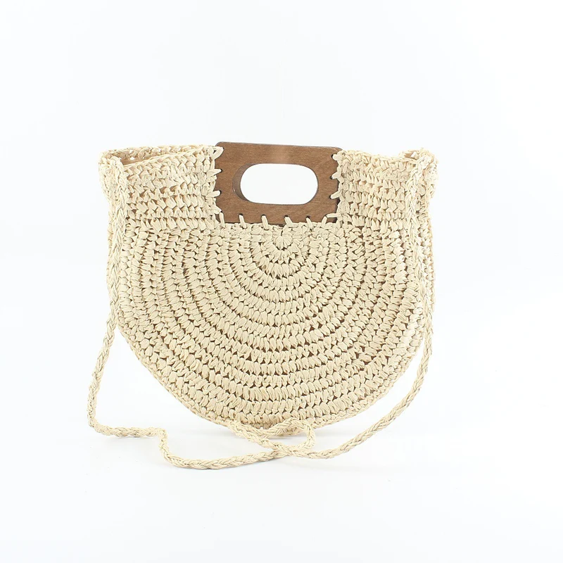 Handtasche aus handgewebtem Naturmaterial mit stilvollem Holzgriff Skanto