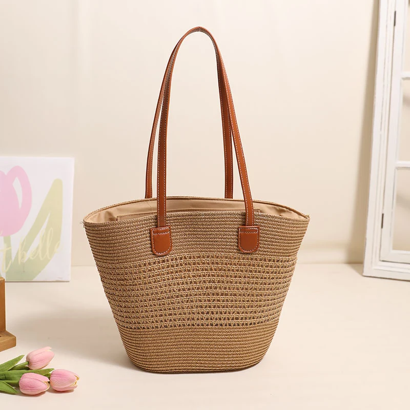 Elegante Korbtasche mit Lederakzenten Skanto