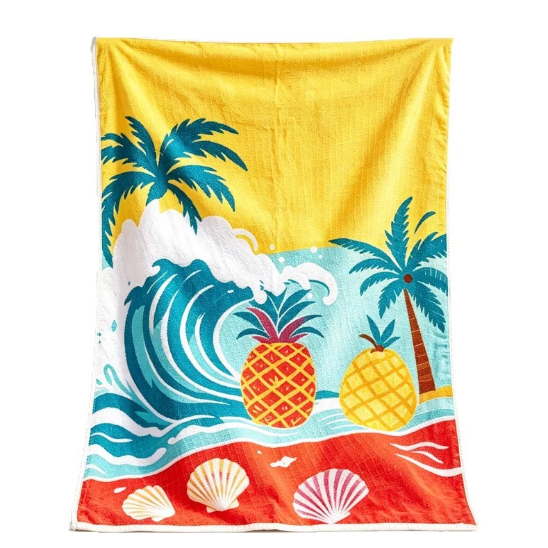 Stranddecke mit tropischem Motiv und hochwertiger Waffelstruktur Skanto