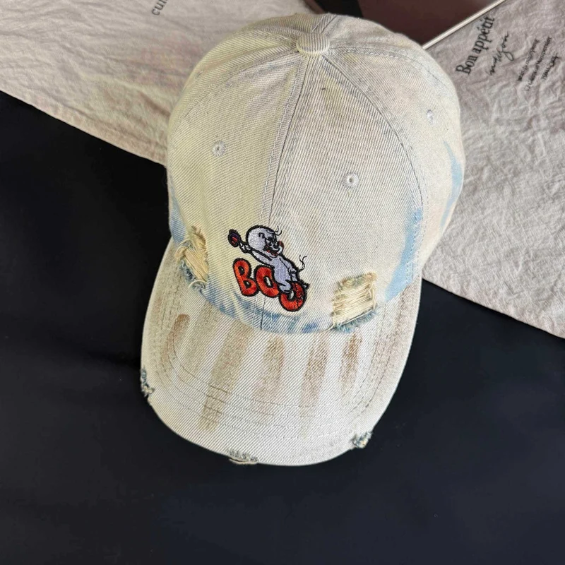 Damen Distressed Bestickte Kappe im Vintage-Stil Skanto