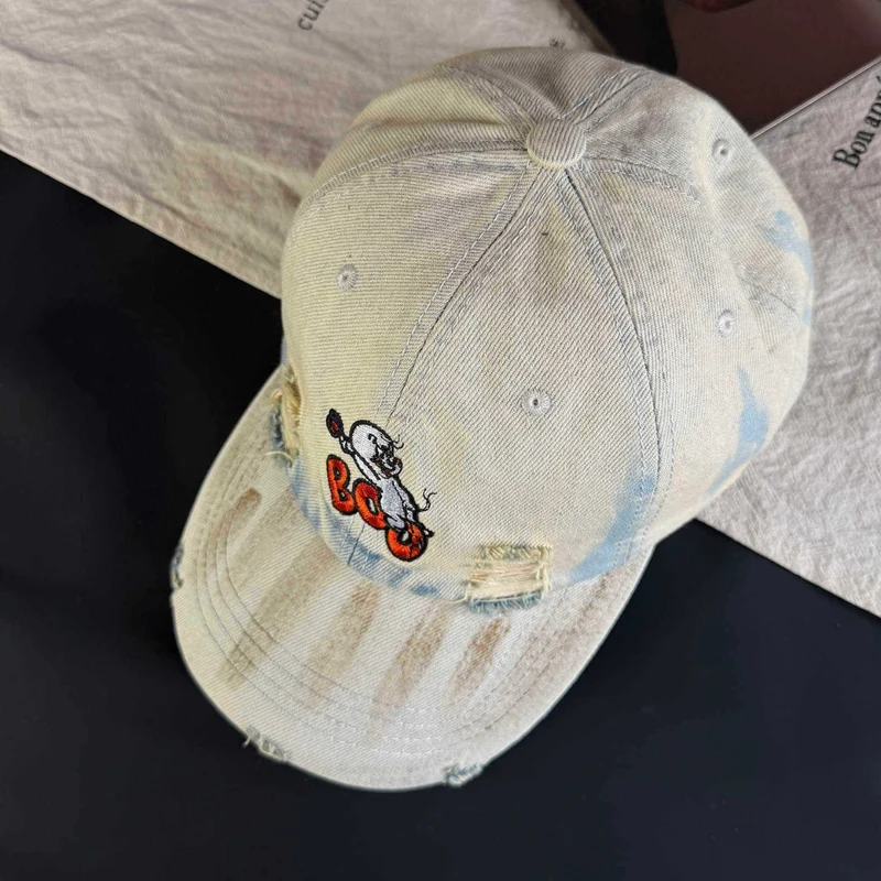 Damen Distressed Bestickte Kappe im Vintage-Stil Skanto