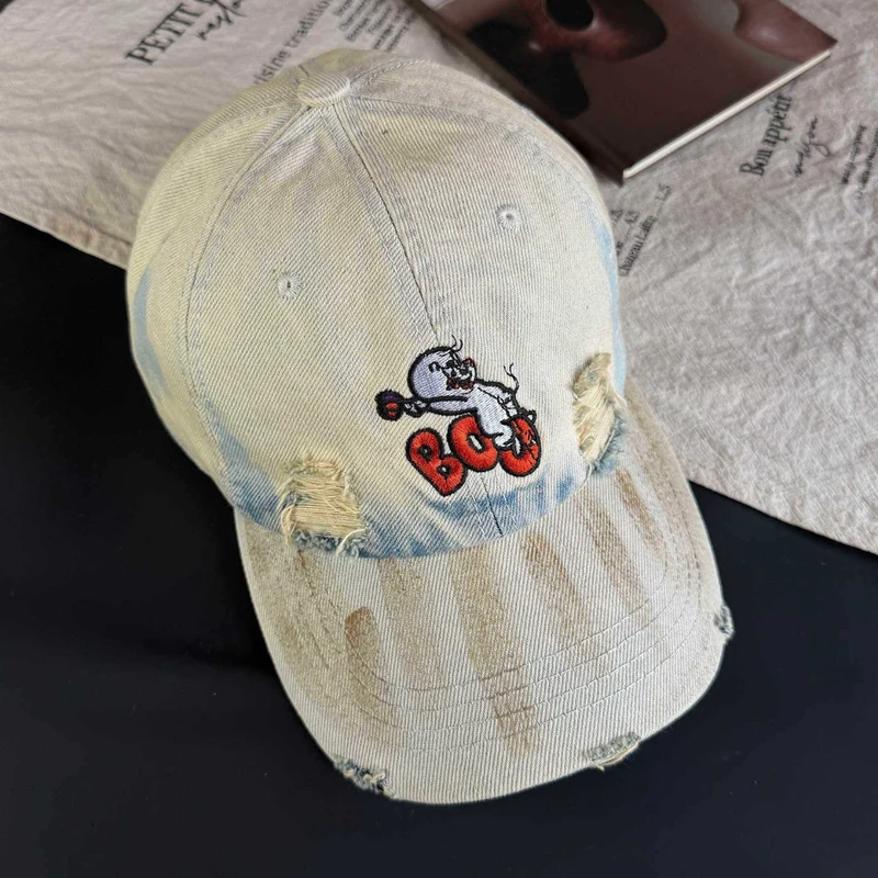 Damen Distressed Bestickte Kappe im Vintage-Stil Skanto