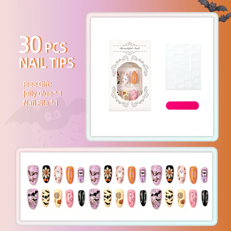 Halloween-Themen Kunst Press-On Nagel Set