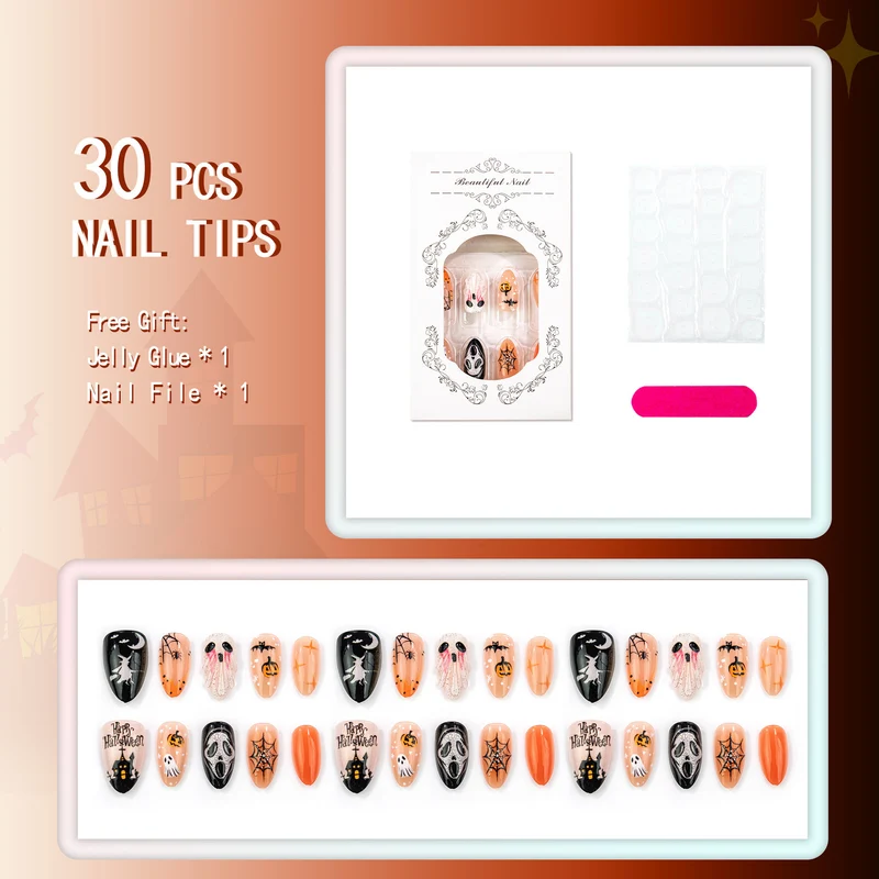 Halloween-inspiriertes Press-On Nagelkunst Set