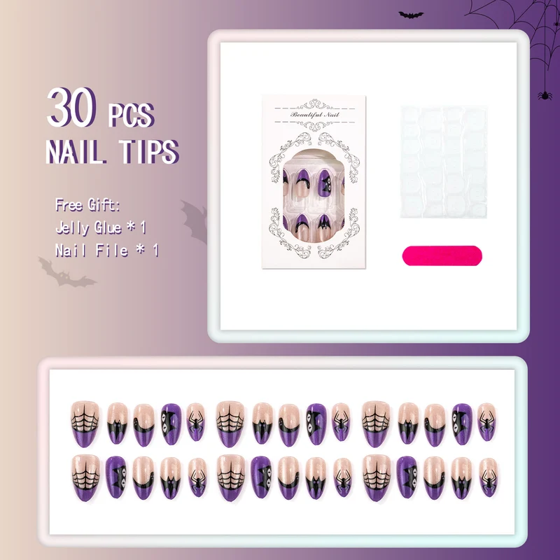 Gothic Spider Web Press-On Nagelkunst Set