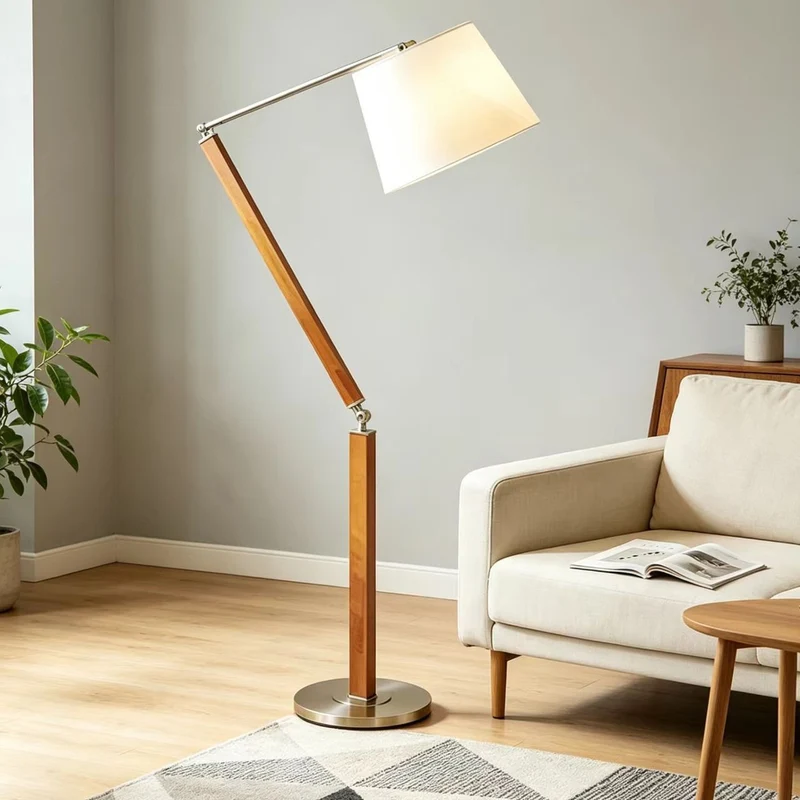 Verstellbare Holz Arc Stehlampe