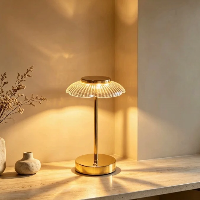 Künstlerische Glastischlampe