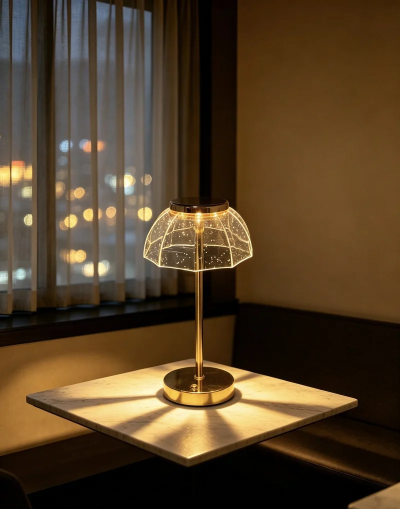 Künstlerische Glastischlampe