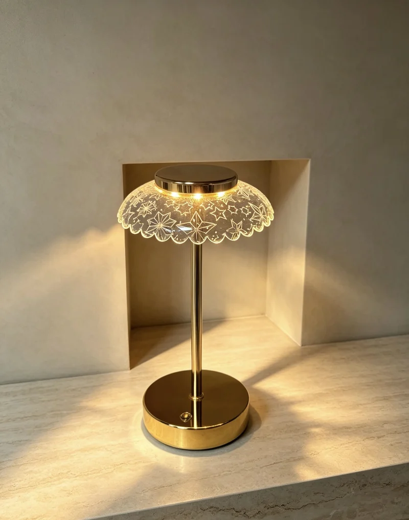 Künstlerische Glastischlampe