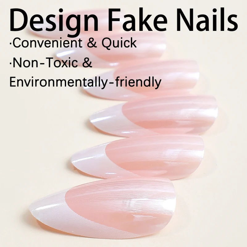 Glänzendes mandelförmiges Press-On-Nagelset