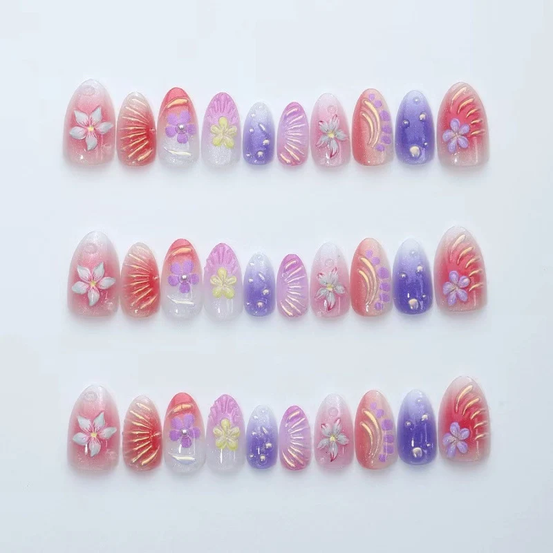 Florale Press-On Nagelkunst Set