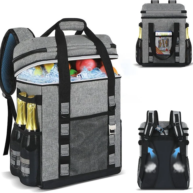 Unisex Isolierter Kühlrucksack mit großer Kapazität, Flaschenhaltern und atmungsaktivem Rückenpolster Skanto