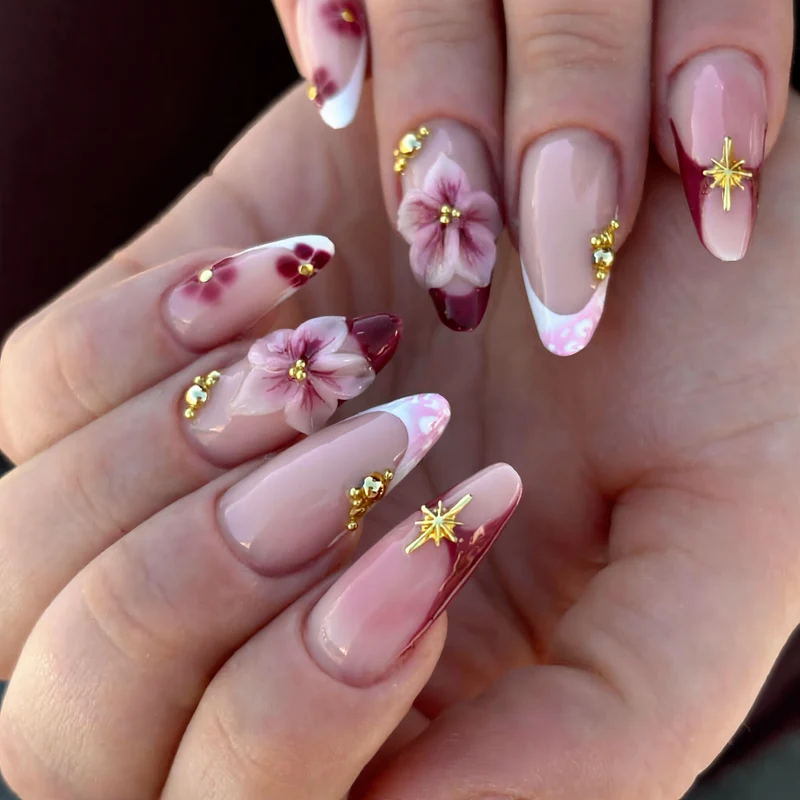 Floral Accent Press-On Nagelkunst Set