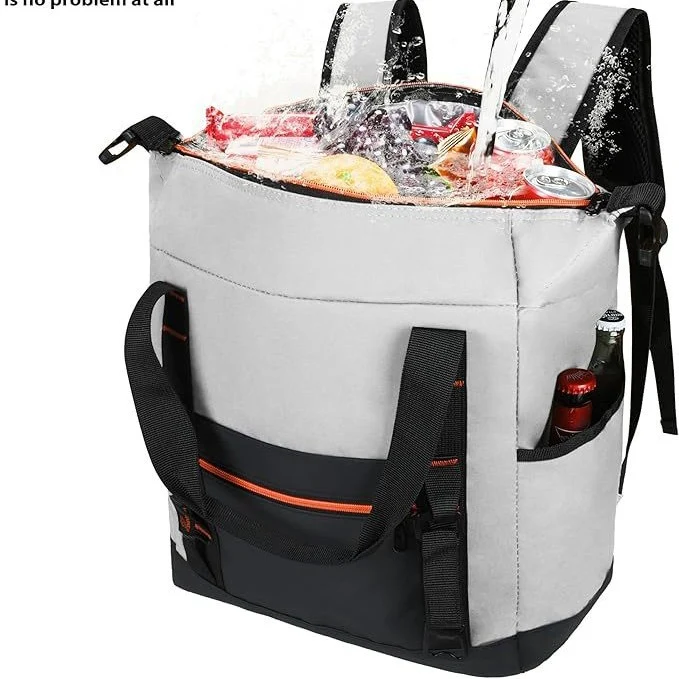 Unisex isolierter Kühlrucksack für Picknicks und Camping mit Seitenfächern für Flaschen, Außentasche für Smartphone und elastischem Gurt Skanto