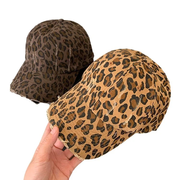 Damen Baseballkappe im Used-Look mit Leopardenmuster Skanto