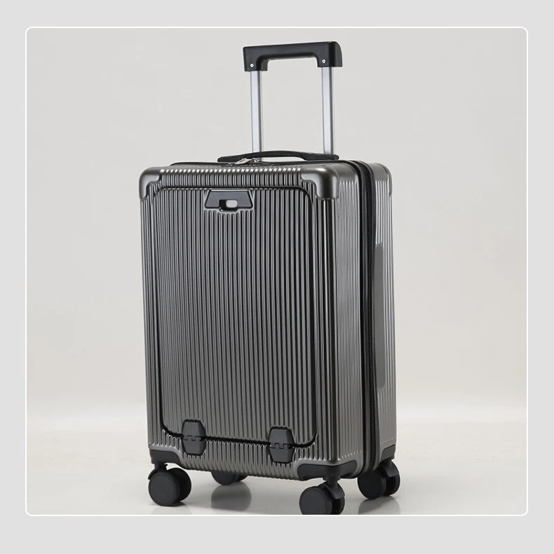 Unisex Premium Gerippter Kompakt-Spinner-Koffer Skanto