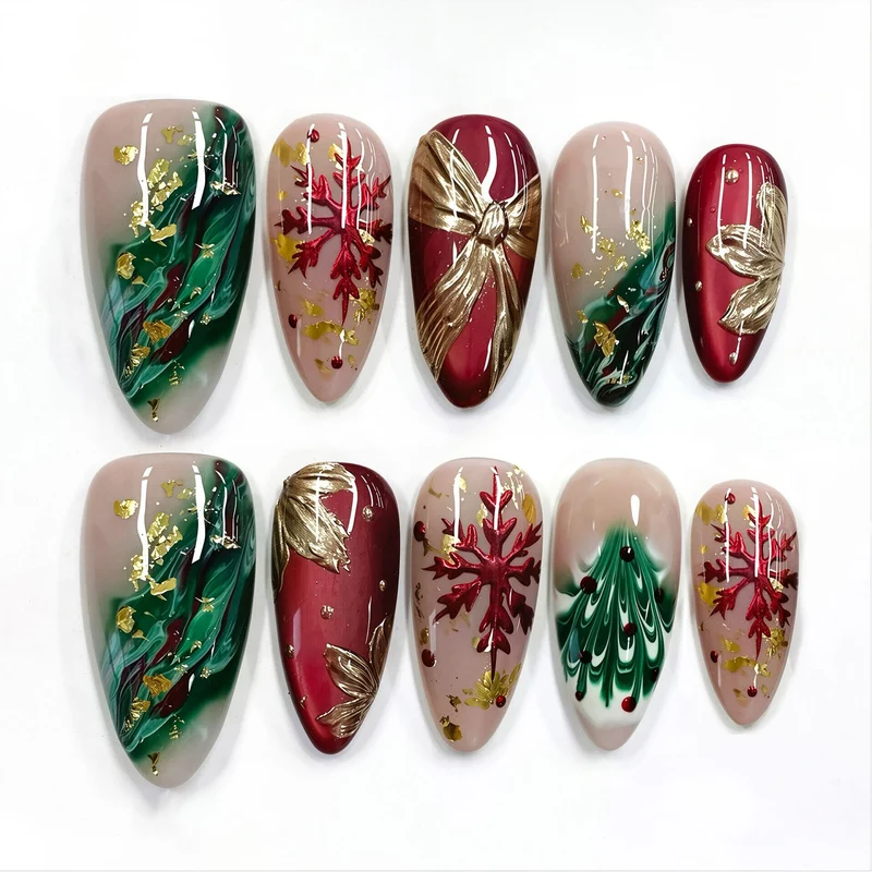 Festliche Weihnachts-Themen Druck-Nagelkunst