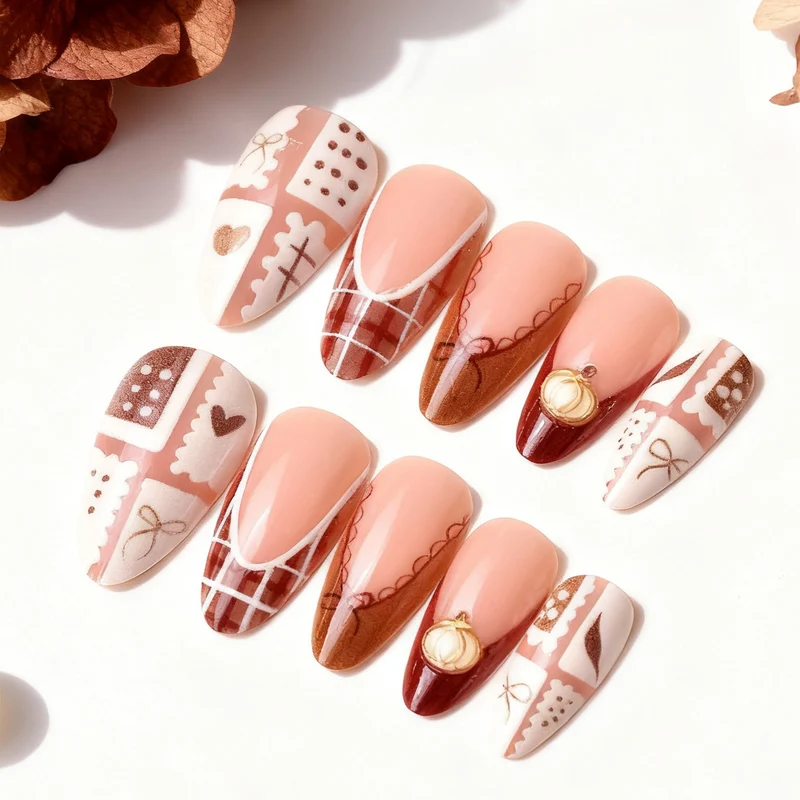 Elegantes saisonales Press-On Nagelkunst-Set
