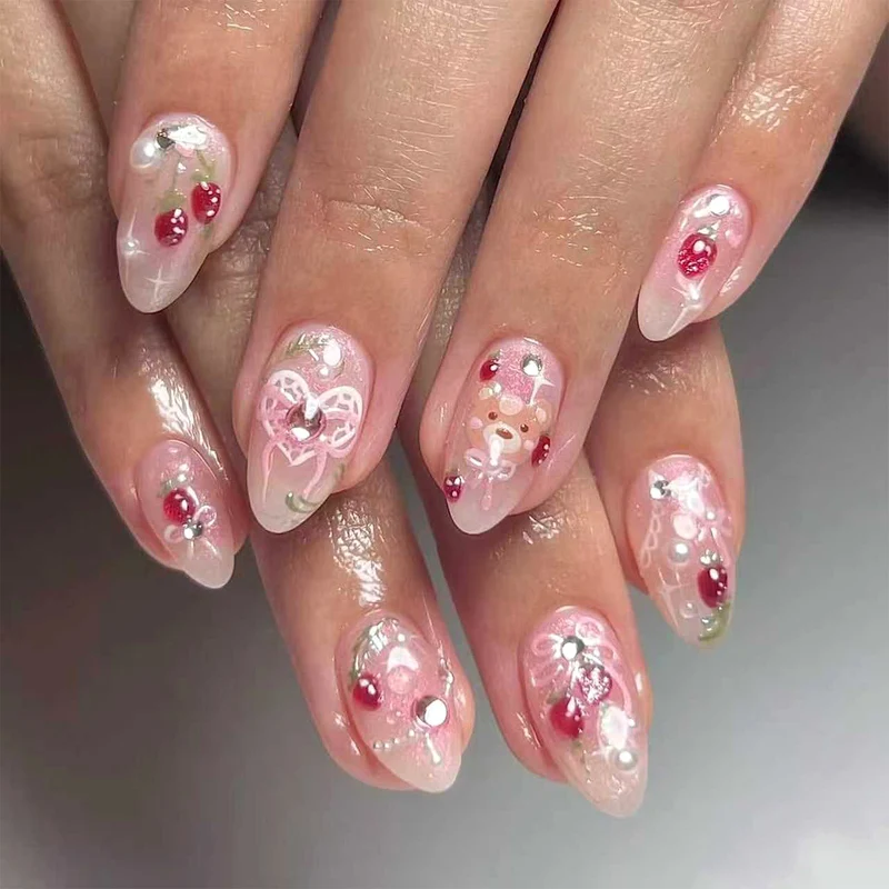 Elegantes handgemaltes Press-On-Nagel-Set