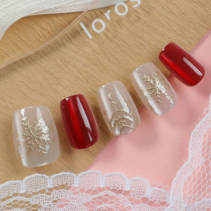 Elegantes Glitter-Akzent Press-On Nagelset