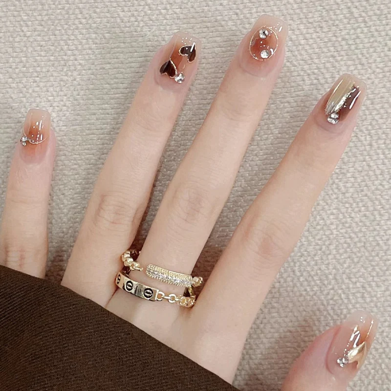 Elegantes Glitter-Akzent Press-On Nagelset